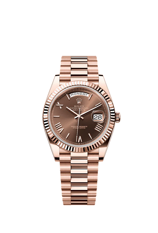 Role_x Rose Gold Brown Dial Day-Date Watch