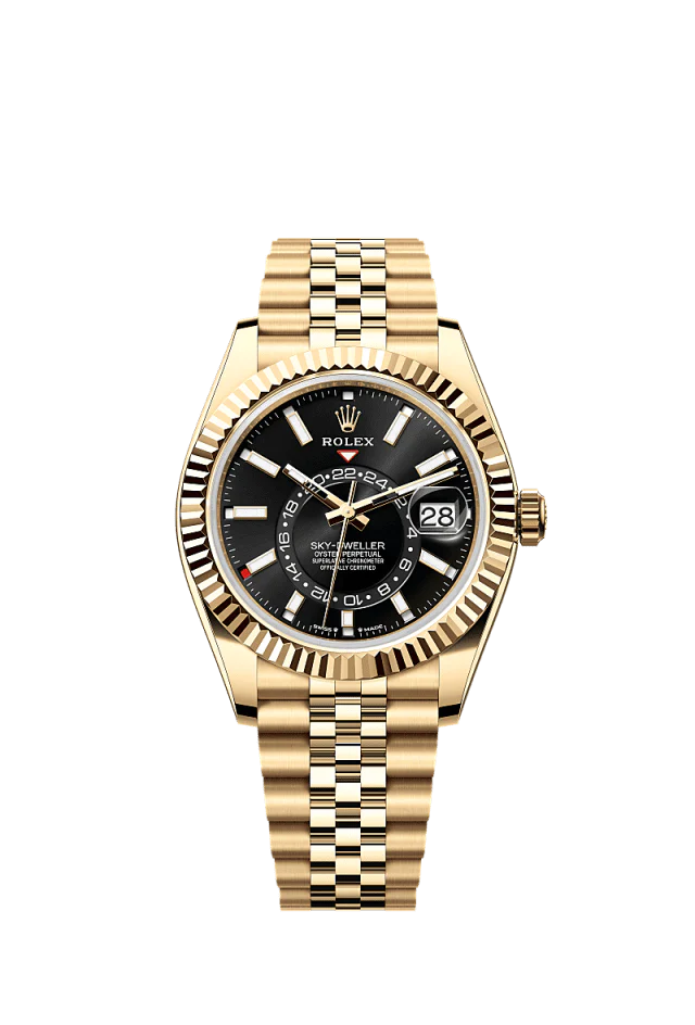 Role_x Sky-Dweller Gold Black Dial Watch