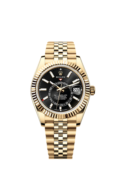 Role_x Sky-Dweller Gold Black Dial Watch