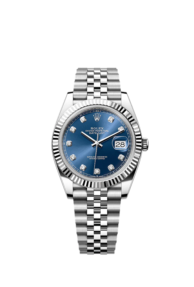 Role_x Datejust Silver Blue Diamond Dial Watch