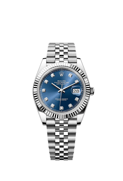 Role_x Datejust Silver Blue Diamond Dial Watch