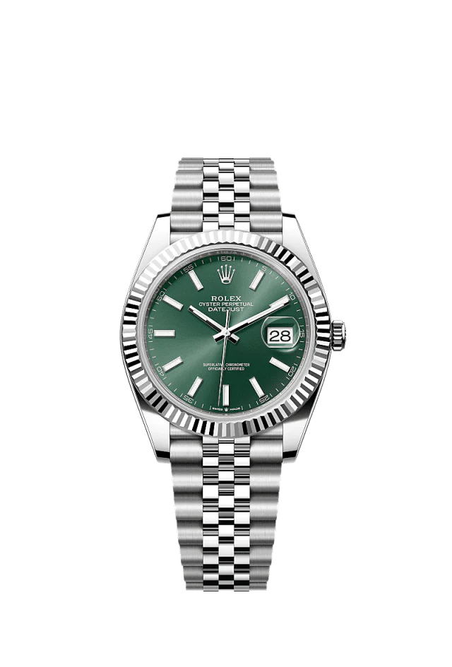 Role_x Datejust Silver Green Dial Watch