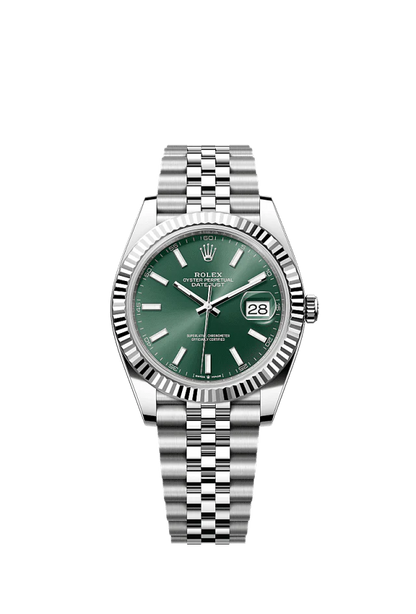 Role_x Datejust Silver Green Dial Watch
