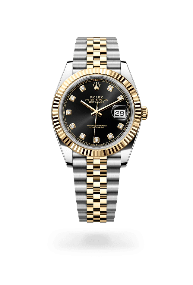 Role_x Datejust Two-Tone Black Diamond Dial Watch