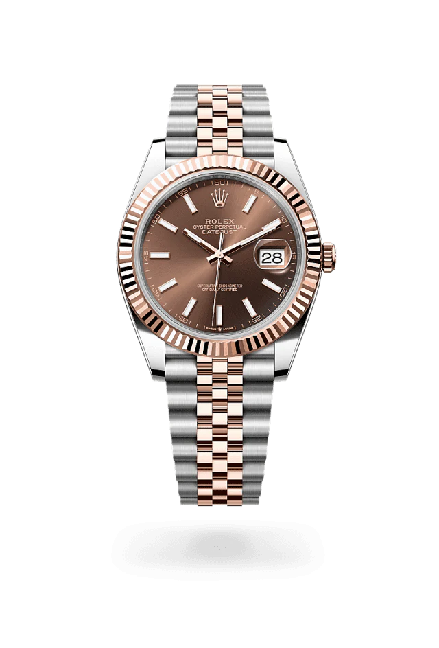 Role_x Datejust Two-Tone Rose Gold Brown Dial Watch