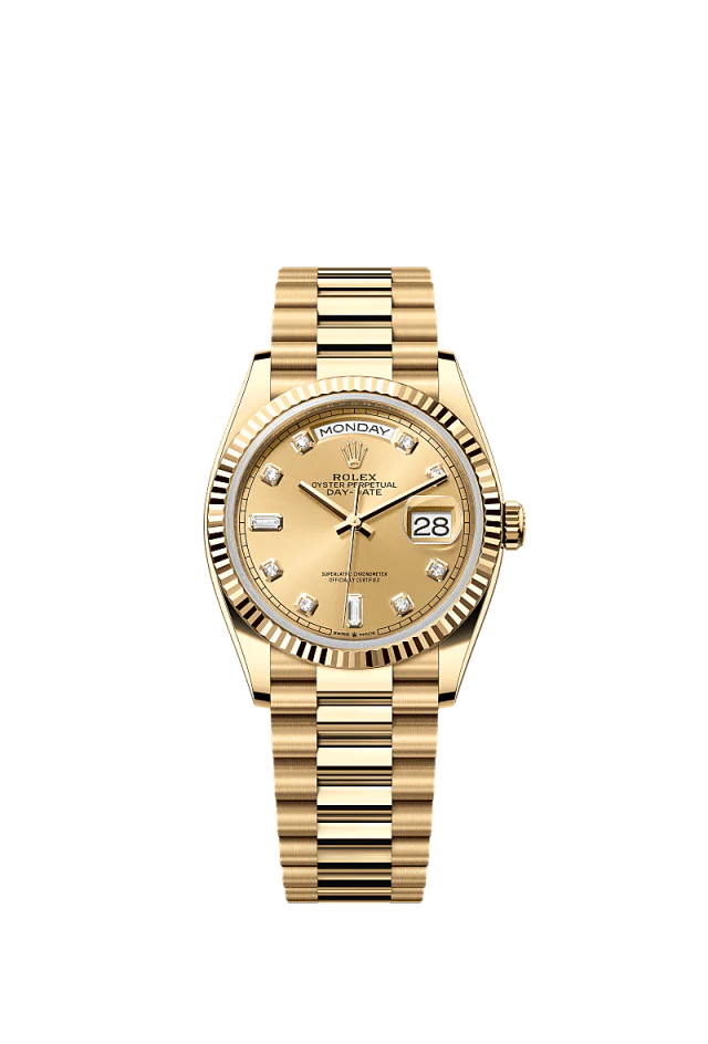 Role_x Gold Diamond Dial Watch