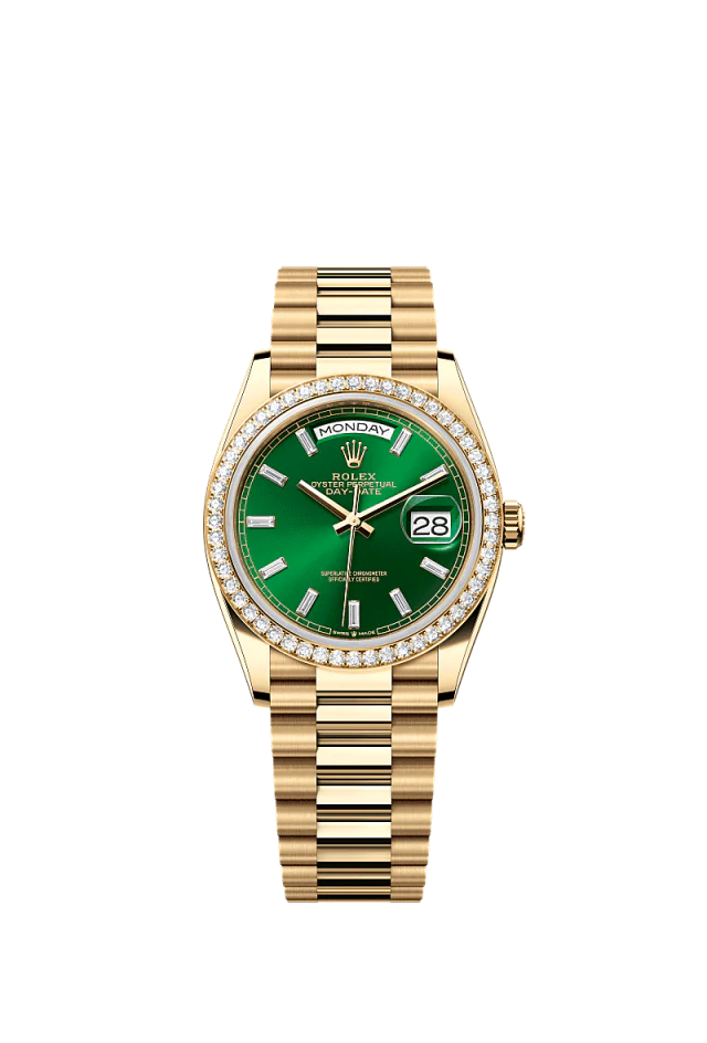 Role_x Gold Green Dial Diamond Watch