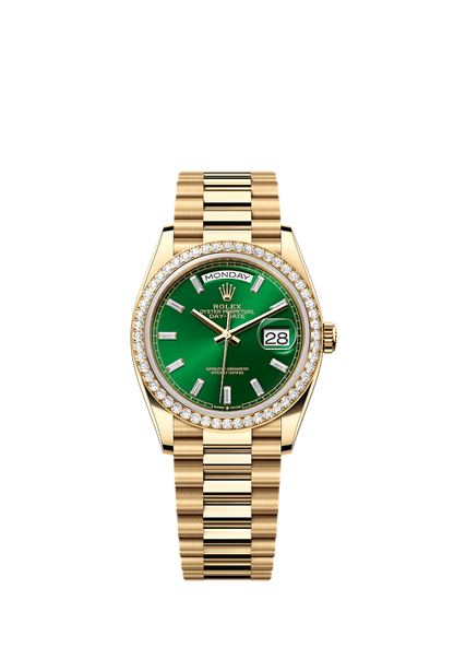 Role_x Gold Green Dial Diamond Watch