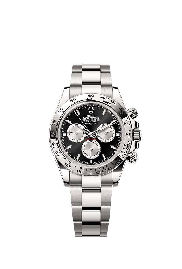Role_x Daytona Black Dial Silver Chronograph Watch