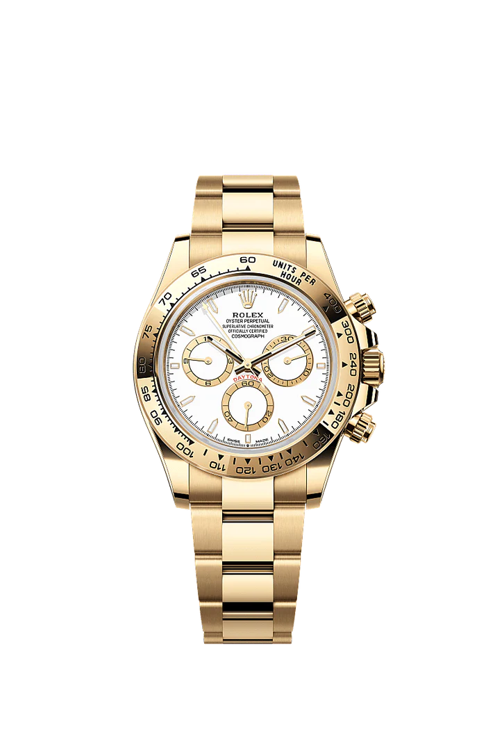 Role_x Daytona White Dial Gold Chronograph Watch