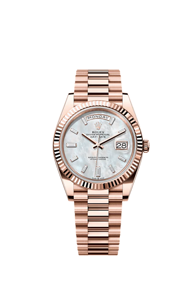 Role_x Rose Gold White Dial Watch