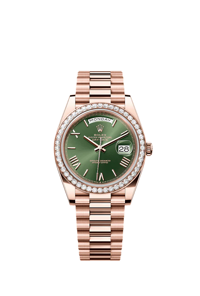 Role_x Rose Gold Green Dial Diamond Watch Regular price