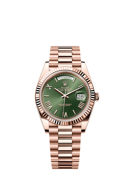 Role_x Rose Gold Green Dial Watch