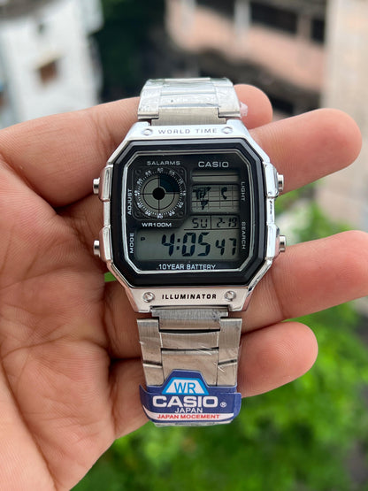 CASIO SILVER BLACK METAL