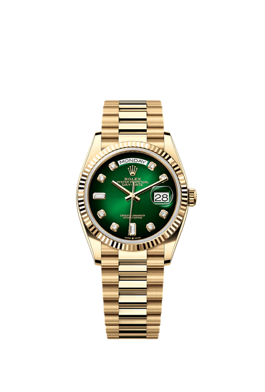 Role_x Gold Green Diamond Dial Watch