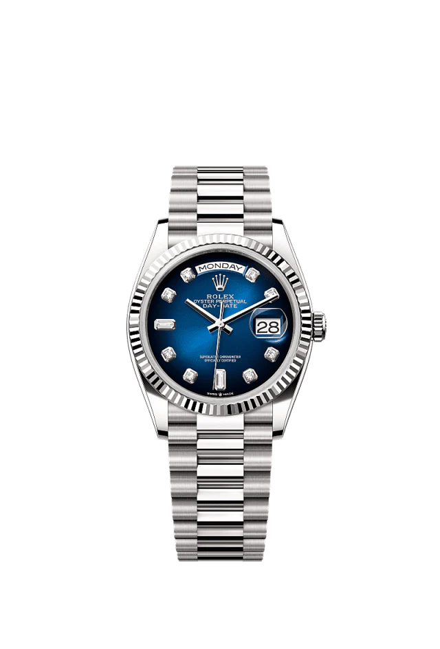Role_x Silver Blue Diamond Dial Watch