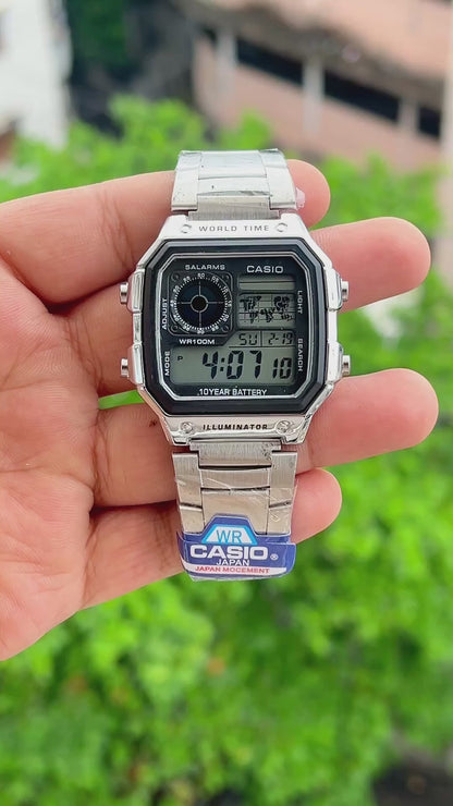 CASIO SILVER BLACK METAL