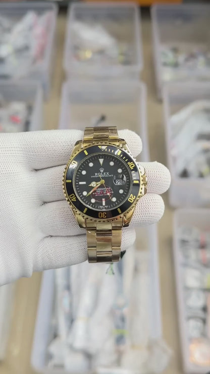 Role_x Submariner Black Dial Full Gold Luxury Watch